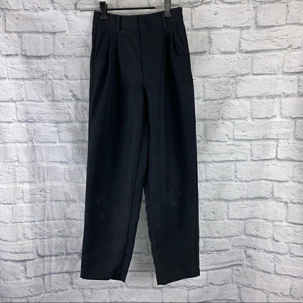 Boys pleated dress/suit pants w/pockets hook & zip close black sz 12 slim